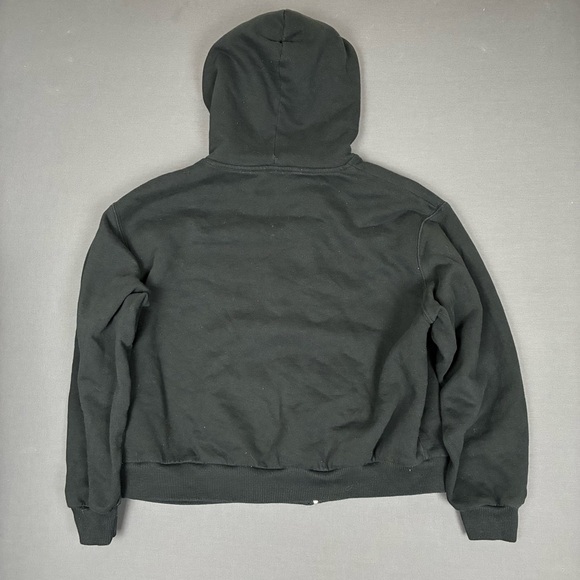 Hollister Blank Boxy Cropped Full Zip Sherpa Lined Hoodie Women’s Size L Black - Picture 4 of 8